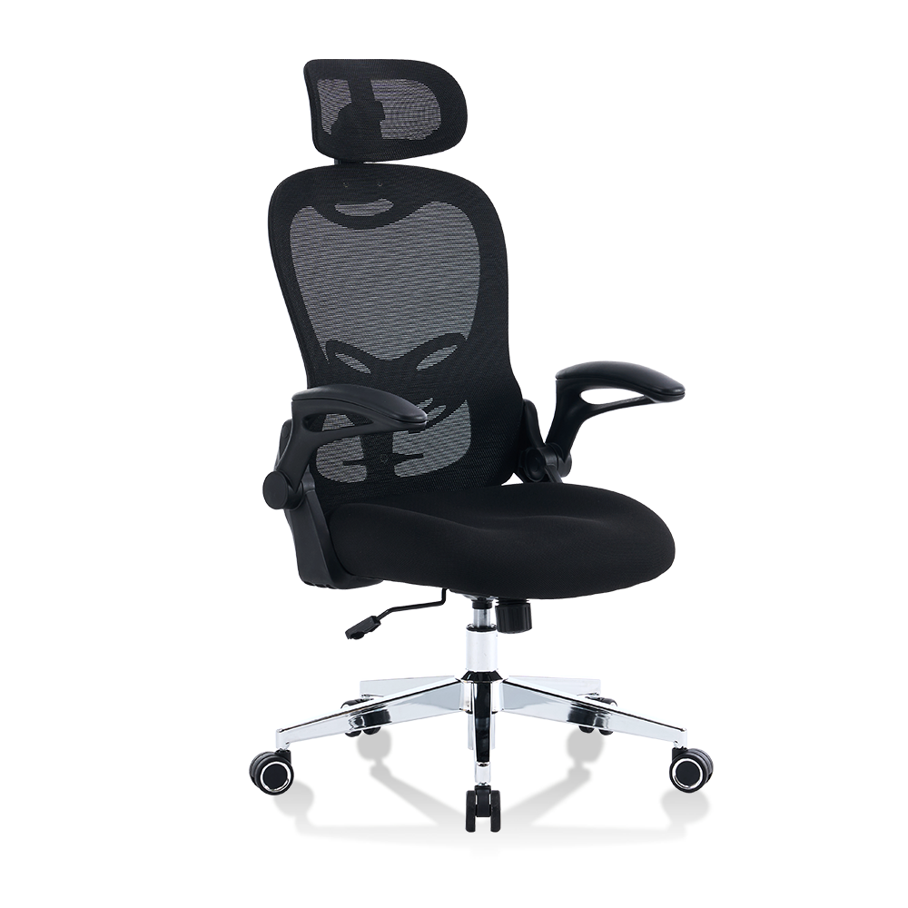 5140 Svart/hvit ergonomisk nettingskontorstol, høy ryggs datamaskinstol