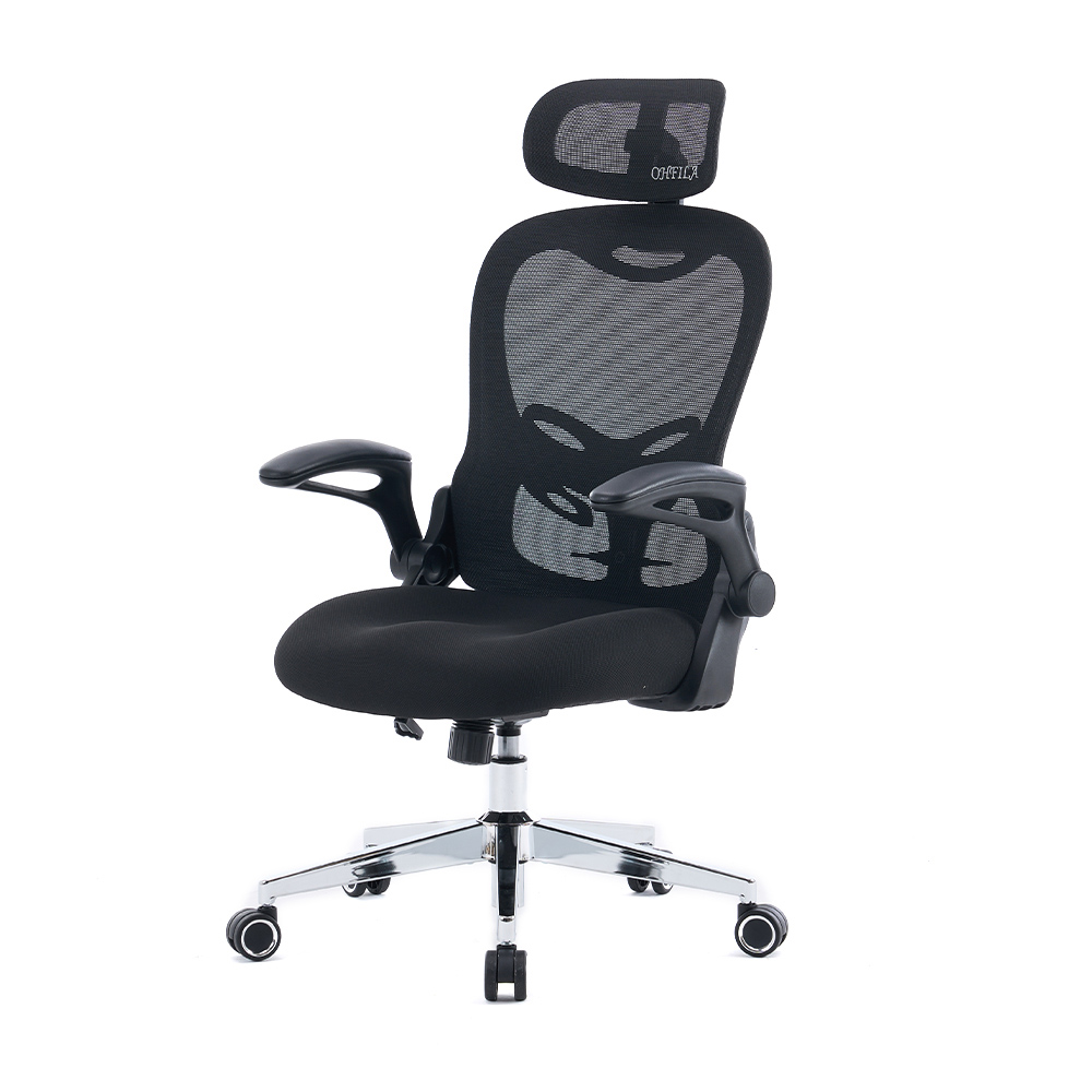 5140 Svart/hvit ergonomisk kontorstol i netting, høyrygg datamaskinstol